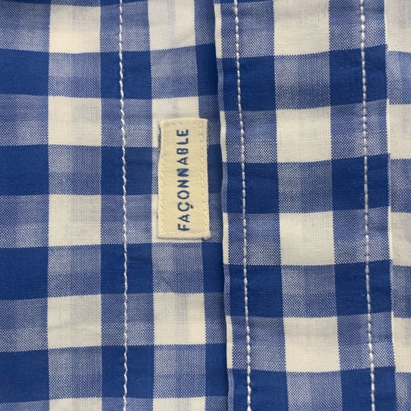 Faconnable ~ Long Sleeve Button-Down Shirt in Blue/White Check Size M - Picture 9 of 12